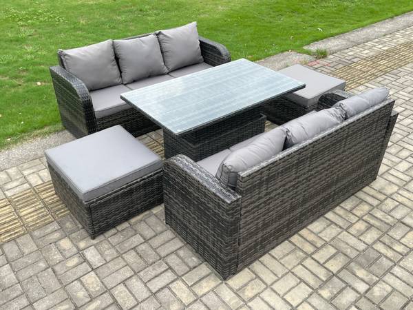 Gartenlounge Set Im Freien K(5er-Set)  Grau - Webstoff - Klarglas