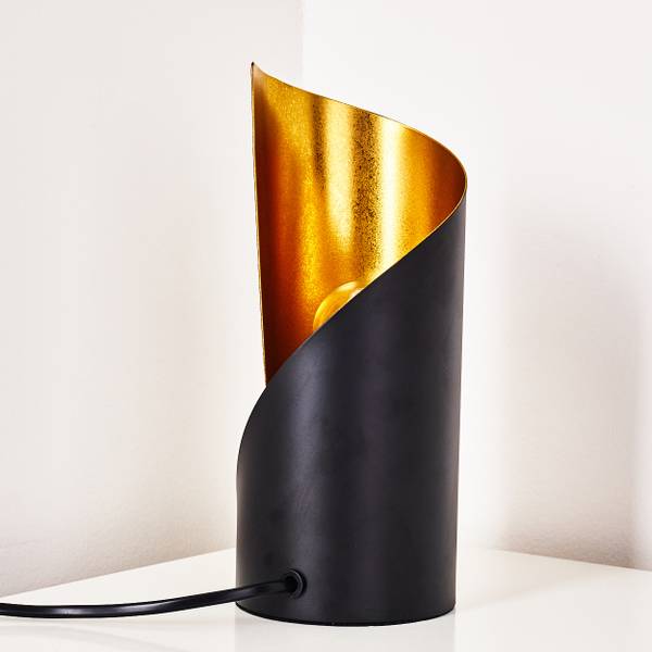 Tischleuchte Barberino Schwarz - Gold - Metall - 12 x 24 x 12 cm
