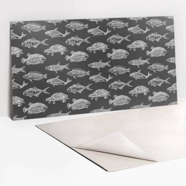 Selbstklebendes Wandpaneel Schild Grau - Polyester PVC - 100 x 50 x 0 cm