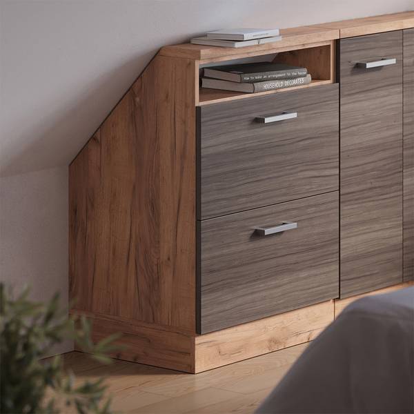 Meuble de rangement sous pente Rion56082 Imitation chêne - Gris platine