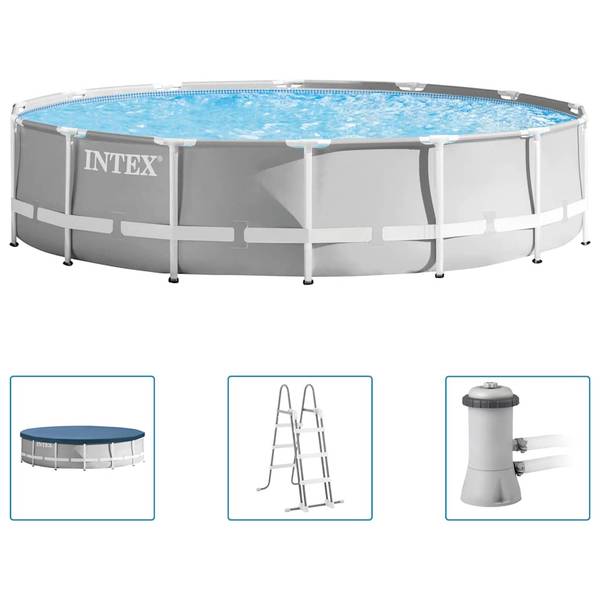 Schwimmbecken 3202887 Grau - Metall - 427 x 107 x 427 cm
