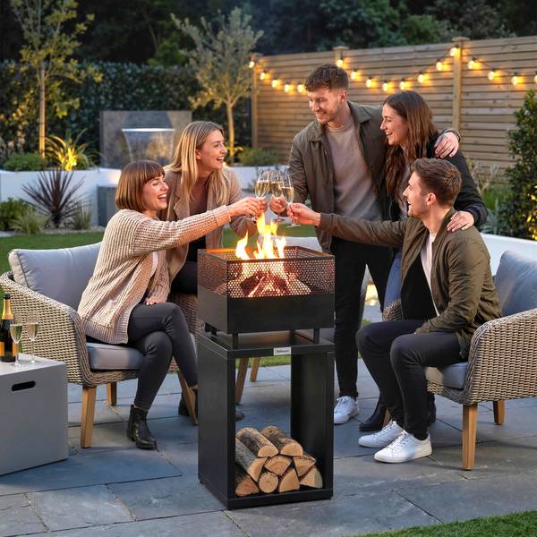 Feuerschale 842-456V00BK Schwarz - Metall - 39 x 87 x 39 cm