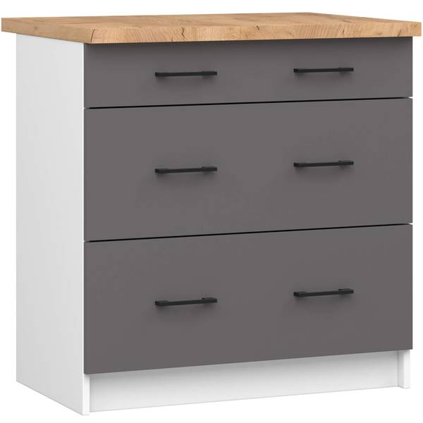 Küchenschrank OLIWIA 80 3S Grau - Weiß - Holzwerkstoff - 80 x 85 x 46 cm