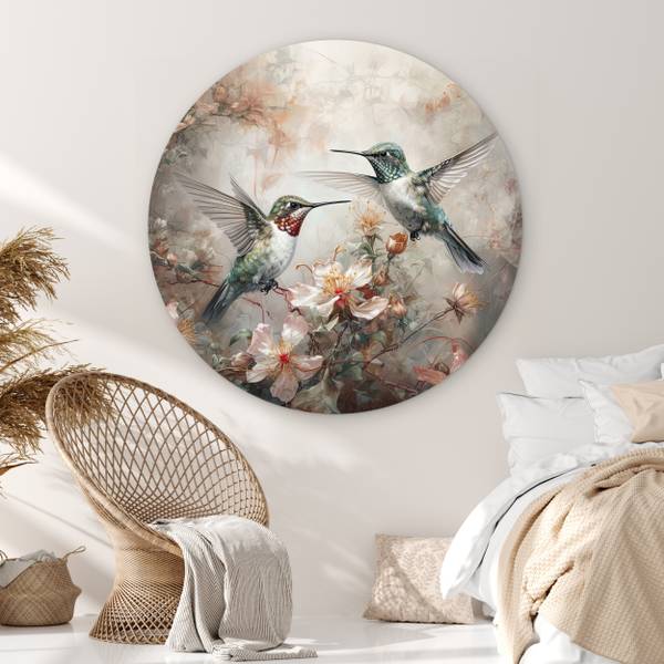 BILD Kolibris Blüten 120 x 120 cm