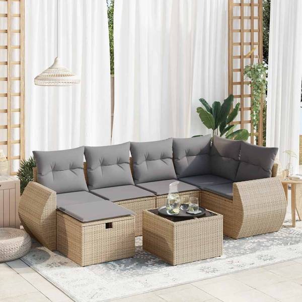 Garten-Lounge-Set 3036452-3 (7-teilig) Beige - Grau