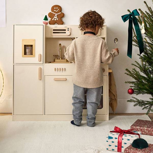 Speelkeuken XL NOISETTE incl 7 dlg beige - plaatmateriaal op houtbasis - 85 x 89 x 31 cm