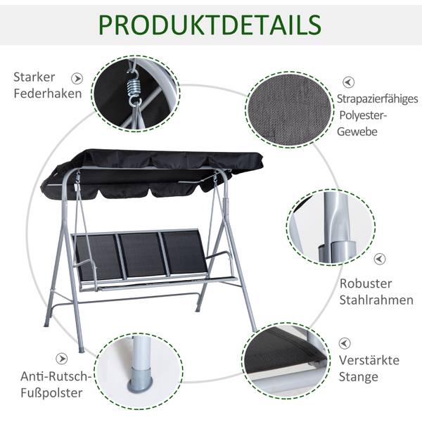 Hollywoodschaukel BB3541 Grau - Metall - 56 x 17 x 137 cm