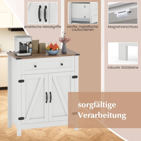 Sideboard VH34842IT Weiß - Holzwerkstoff - 41 x 92 x 80 cm