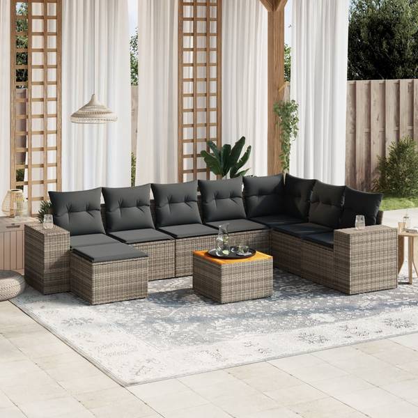Loungeset 3035871 (9-delig) grijs