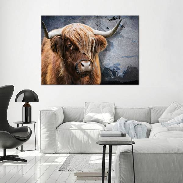 Wandbild schottische kuh tiere natur 60 x 40 cm