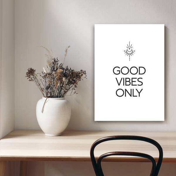 Tableau déco inscription « good vibes » 70 x 100 cm
