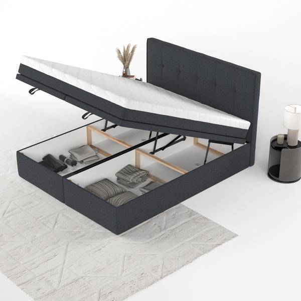 Boxspringbett ARIVO mit Stauraum Riva Anthrazit - Liegefläche Breite: 200 cm