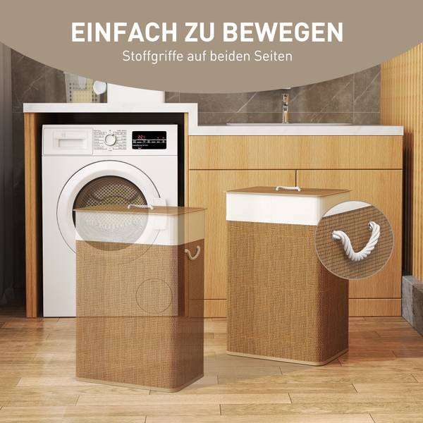 Wäschekorb 850-344V00BN Braun - Bambus - 30 x 60 x 40 cm