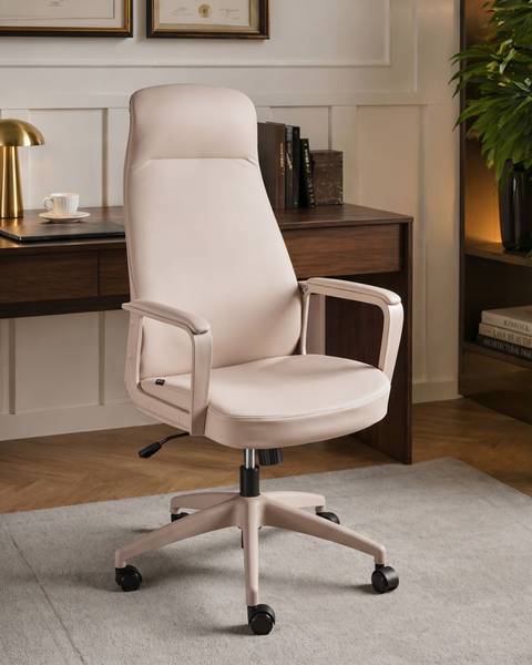 Bürostuhl ARDOUR Beige - Schwarz - Kunstleder - 68 x 115 x 68 cm