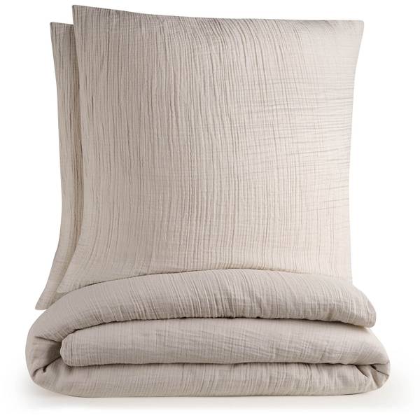 Musselin Bettwäsche Vili 4er Set Grau - Höhe: 80 cm