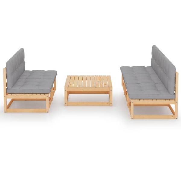 Loungeset 3009877 (6-delig) bruin - polyester - grenenhout - 70 x 67 x 70 cm