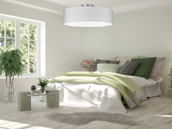 Stoff Deckenlampe Ø 50cm Weiß Weiß