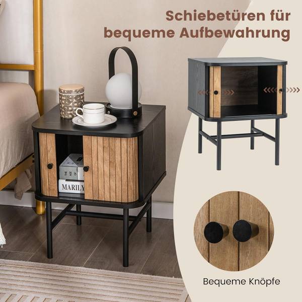 Nachtschrank TG32779 (2er Set) Schwarz - Anzahl Teile im Set: 2