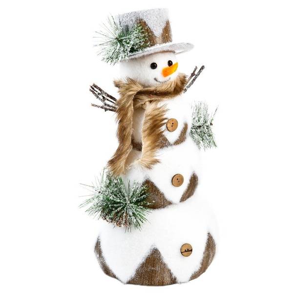Schneemann-Dekoration Weiß - Textil - 20 x 45 x 20 cm