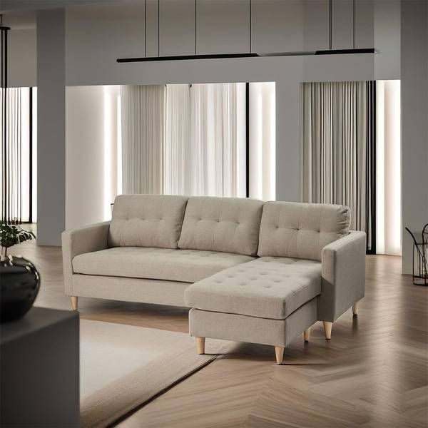 Chaiselongsofa Marino Braun - Textil - 219 x 82 x 151 cm
