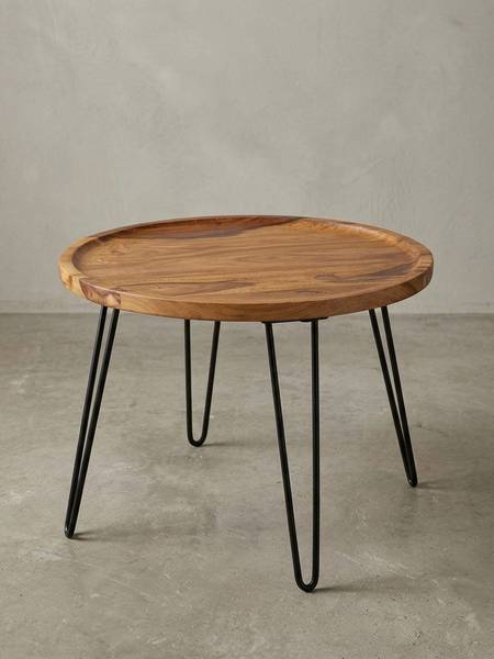 Couchtisch HVAR mit Tablettrand Braun - Sheesham - 60 x 45 x 60 cm