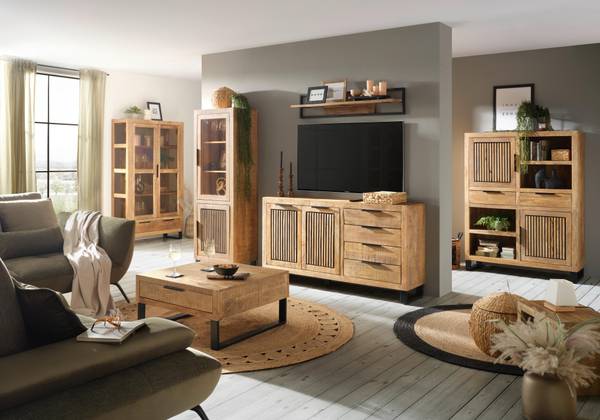 Wandboard EVEREST Beige - Schwarz - Metall - Holz teilmassiv - 120 x 1 x 30 cm