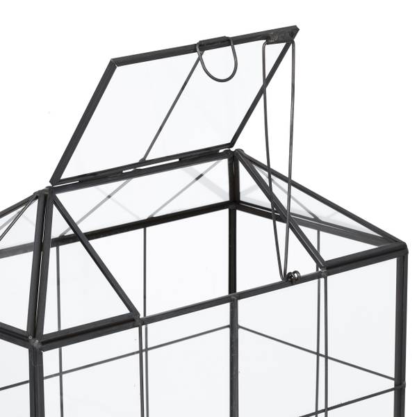 Modernes Pflanzenterrarium Glas Hausform Schwarz - Glas - Metall - 25 x 20 x 14 cm