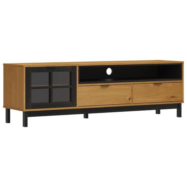 TV-Schrank mit Glastür D924 Braun - Massivholz - 40 x 50 x 158 cm