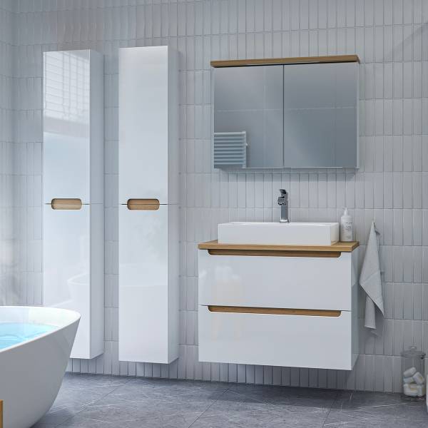 Waschtischunterschrank Livia Weiß - Holzwerkstoff - 80 x 60 x 45 cm