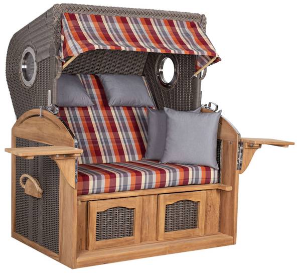 Strandkorb Schillig 2,5 Sitzer Rot - Teakholz - 142 x 170 x 95 cm