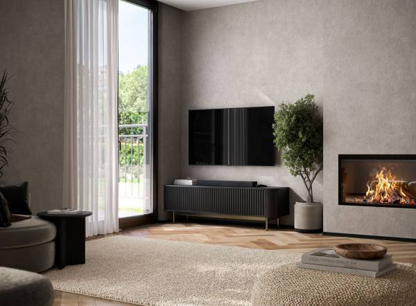 TV-Lowboard AURORA Schwarz - Gold