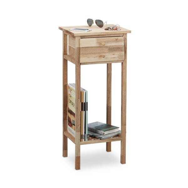 Beistelltisch Walnuss mit Schublade Braun - Walnuss - 35 x 80 x 30 cm
