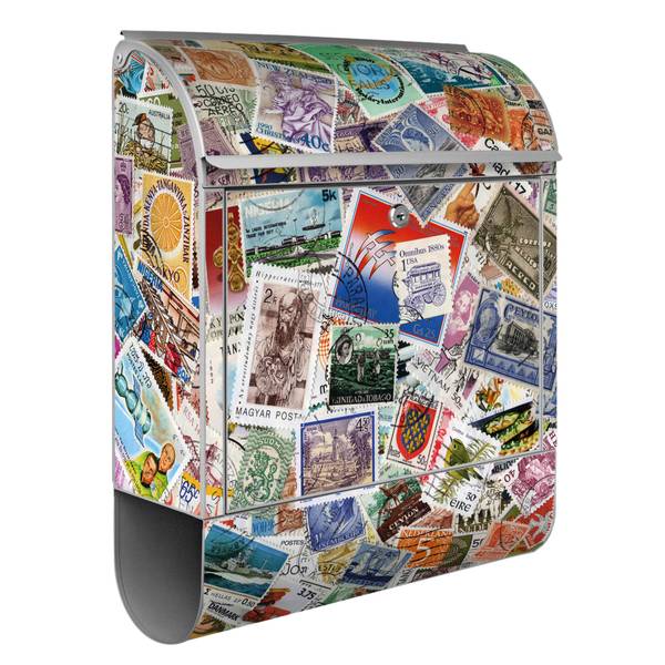 Briefkasten Stahl Briefmarken Grau - Stahl - 38 x 46 x 13 cm
