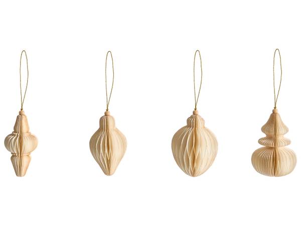 Kerstballen ALTAELVA beige - papier - 8 x 10 x 8 cm