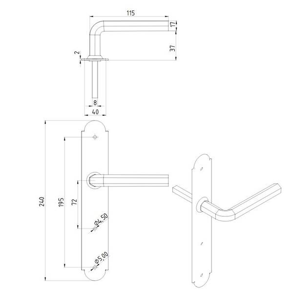 Poignée de Porte ALBA WC72 Argenté