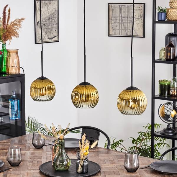 Pendelleuchte Cesaro Gold - Aluminium - Klarglas - 10 x 120 x 92 cm