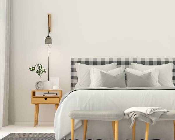 Kopfteil Stoff Vichy Schwarz 165x52cm Schwarz