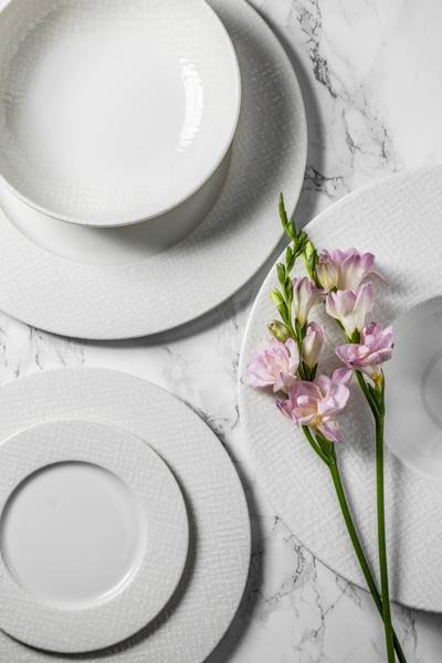 Assiette à dîner Patch Neat 2 él. Blanc - Porcelaine - 30 x 2 x 30 cm