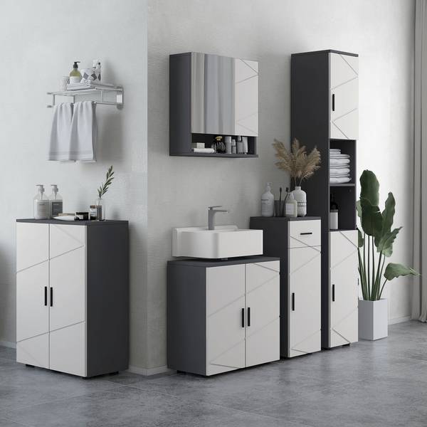 Badezimmerschrank 834-619V90LG Grau - Holzwerkstoff - 30 x 60 x 60 cm