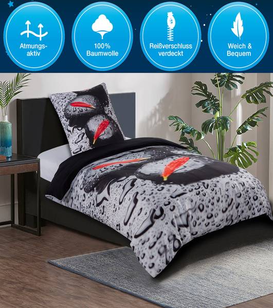 Bettwäsche Elegance 135 x 200 cm Schwarz - Textil - 135 x 200 x 200 cm