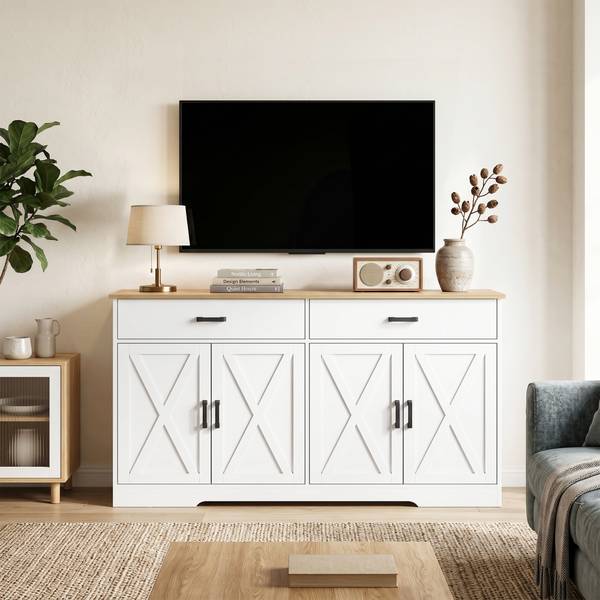 Sideboard 83A-534V90WT Weiß - Zink - 39 x 81 x 140 cm