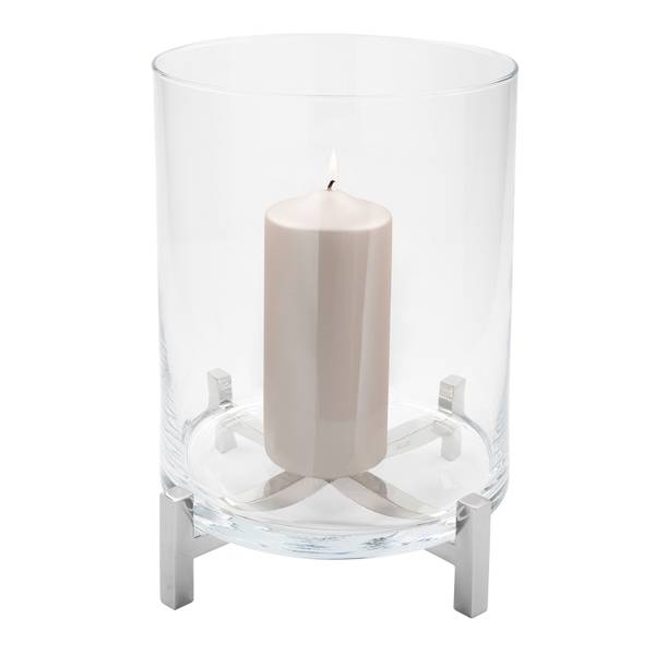 Windlicht YONO Silber - Metall - 26 x 35 x 26 cm