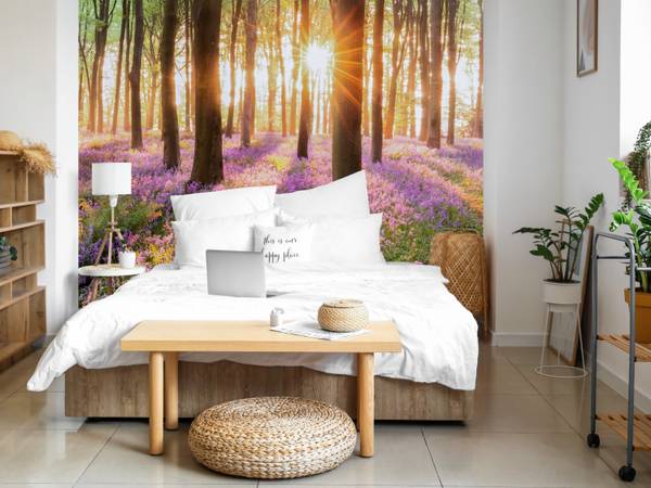 Fototapete Wald Blumen Sonnenaufgang 100 x 70 x 70 cm