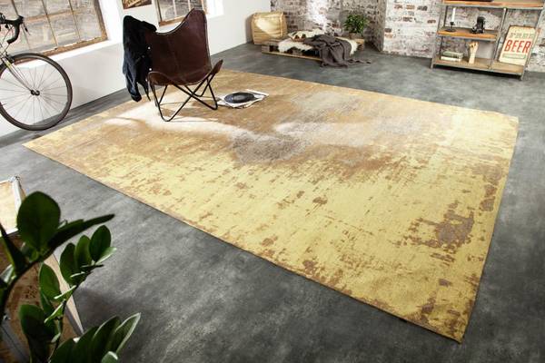 Teppich MODERN ART XXL Braun - Gelb - Mischgewebe - Baumwollstoff - Polyester - 350 x 1 x 240 cm
