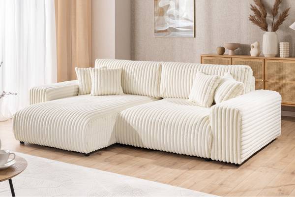 Ecksofa Mollis mit Schlaffunktion Beige - Ecke davorstehend links
