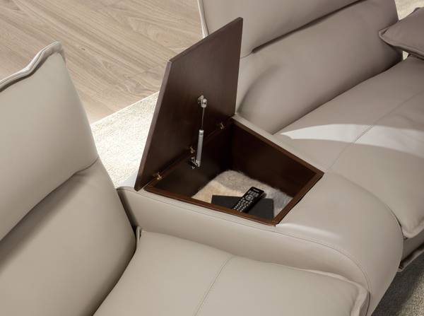 Canapé 2 places cuir gris taupe Gris - Pin - Noyer - Acier inoxydable - 282 x 93 x 93 cm