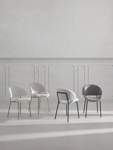 Stühle 11652 4er-Set Weiß - Chenille - Webstoff - 54 x 80 x 55 cm