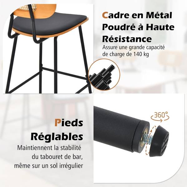 Tabourets de Bar VH33444NW-4FR(lot de 2) Gris - Métal - 45 x 94 x 45 cm