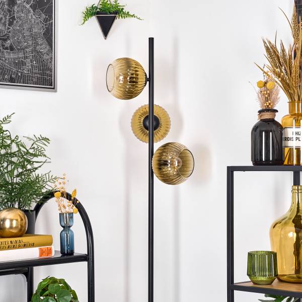 Stehlampe Cesaro Gold - Aluminium - Klarglas - 36 x 160 x 95 cm