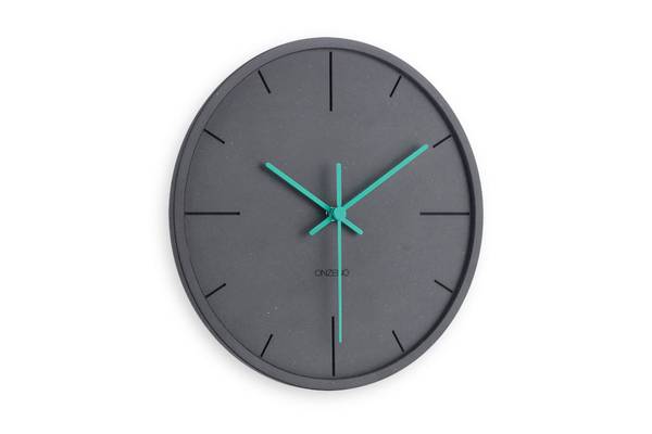 Horloge murale design Ardoise Pure Noir - Bois manufacturé - 30 x 30 x 1 cm